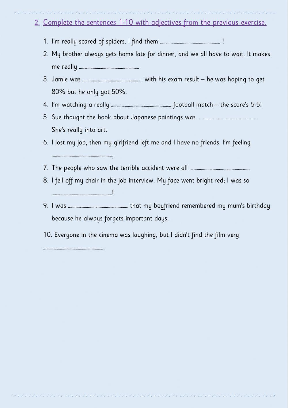 Narrative tenses. -ed and -ing adjectives.