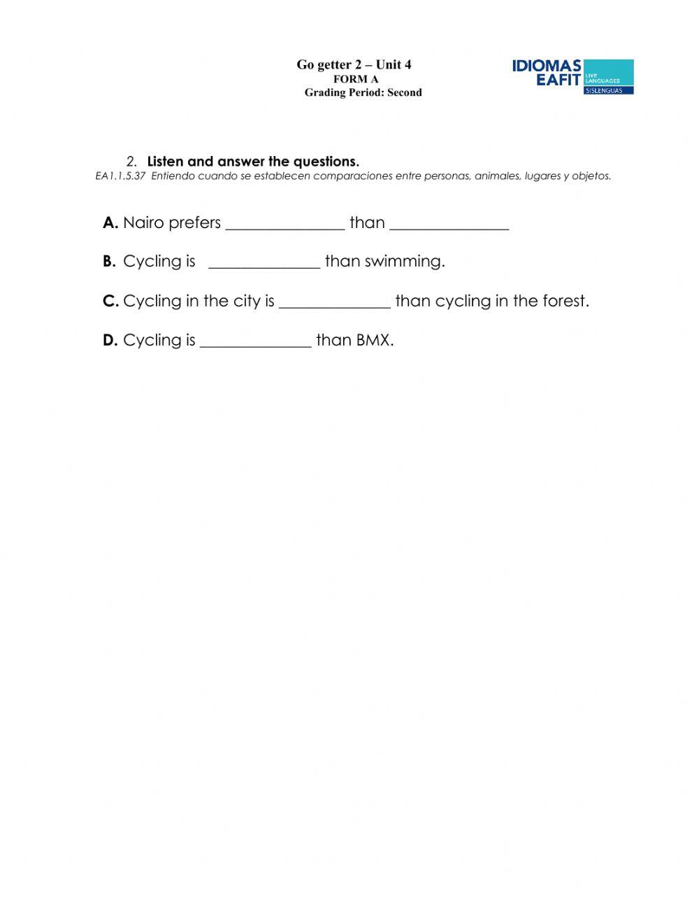 Go getter 2-unit 4-listening