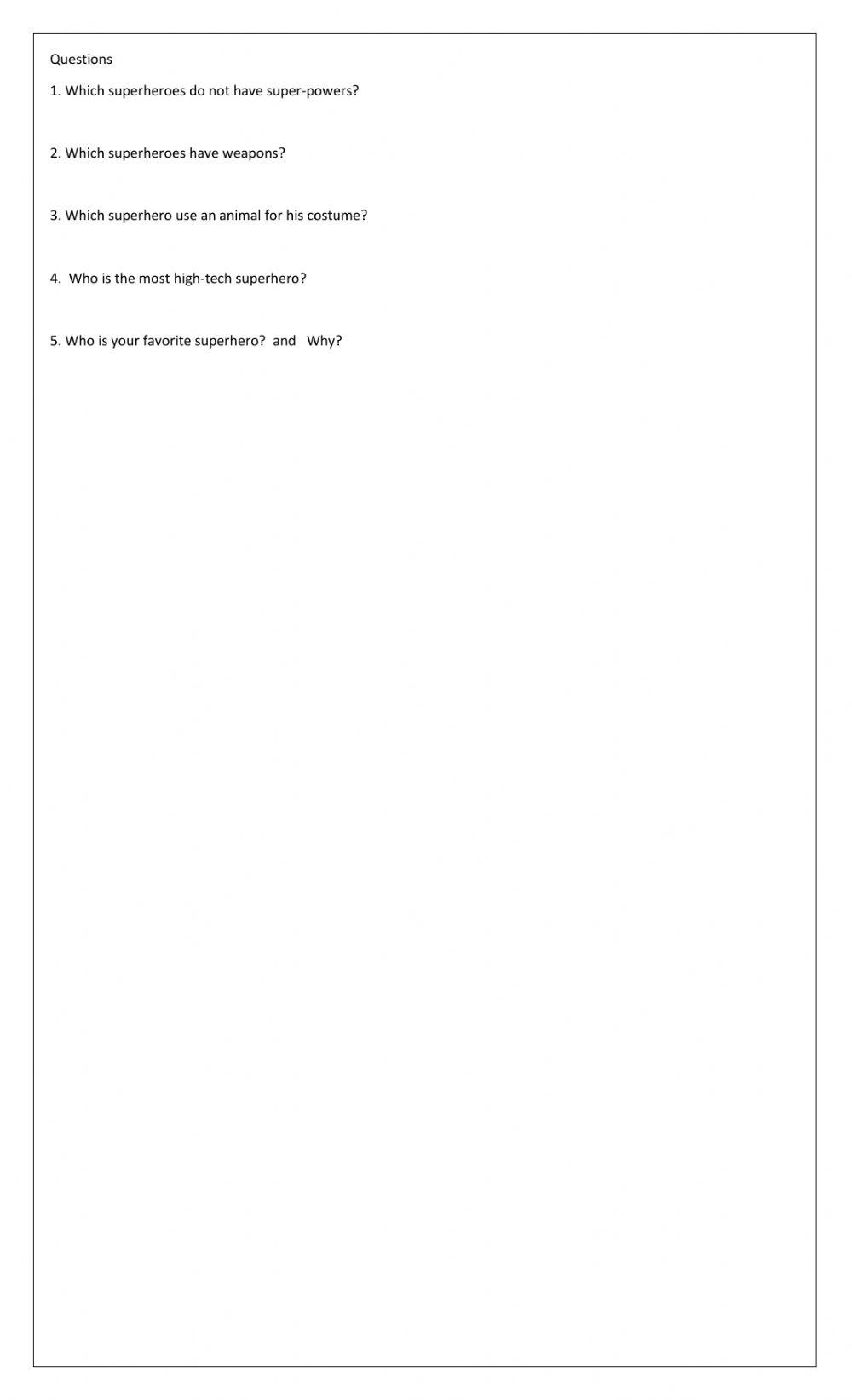 Superheroes-Adjectives