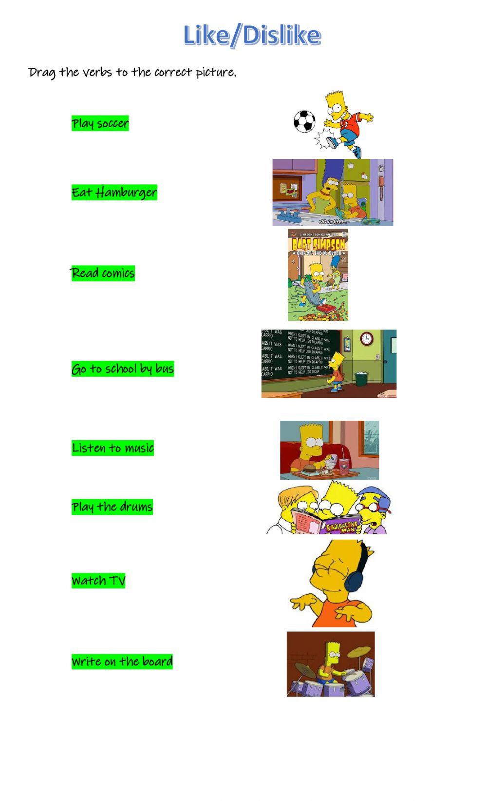Bart's Likes and Dislikes