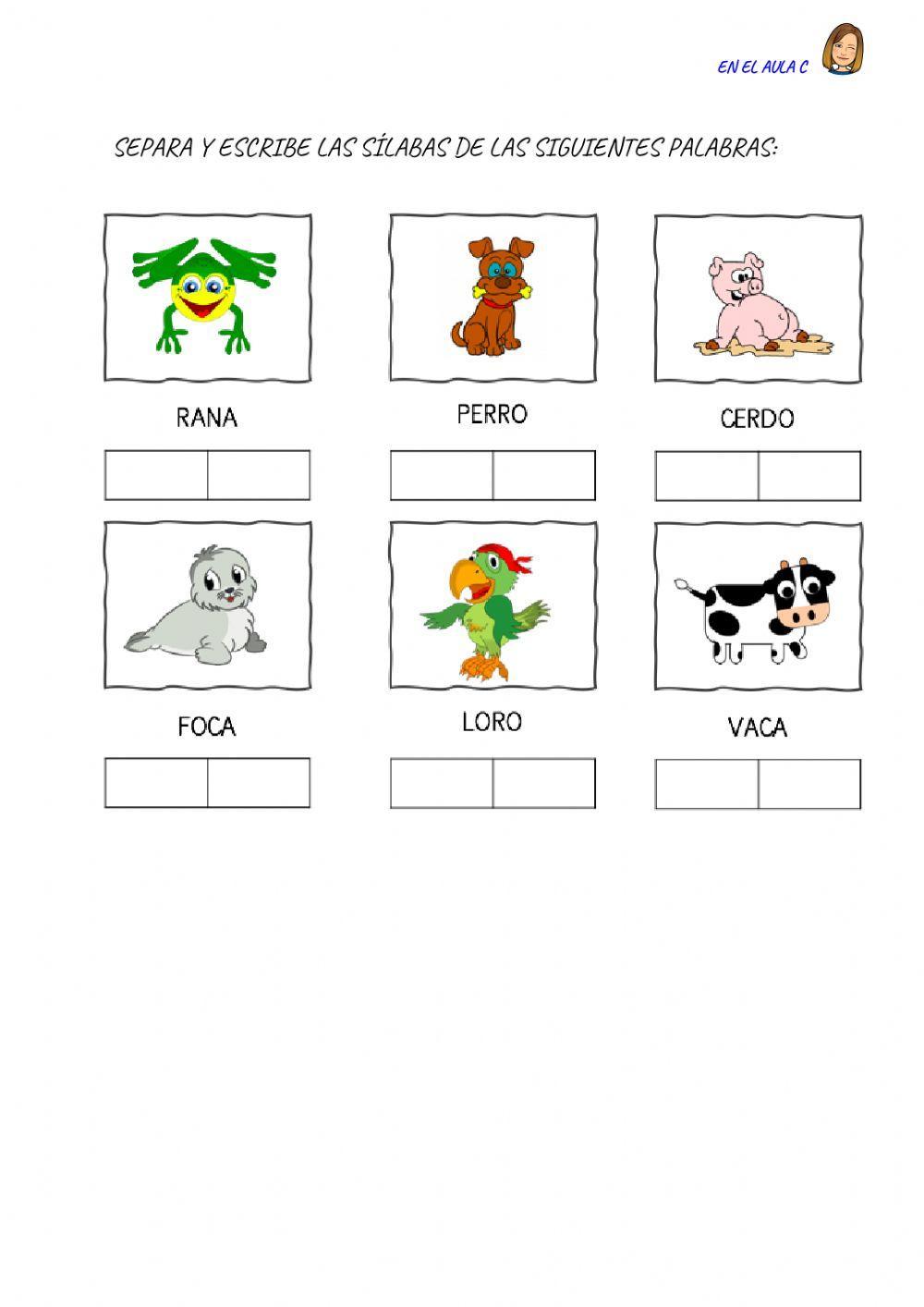 Separar silabas: ficha 1