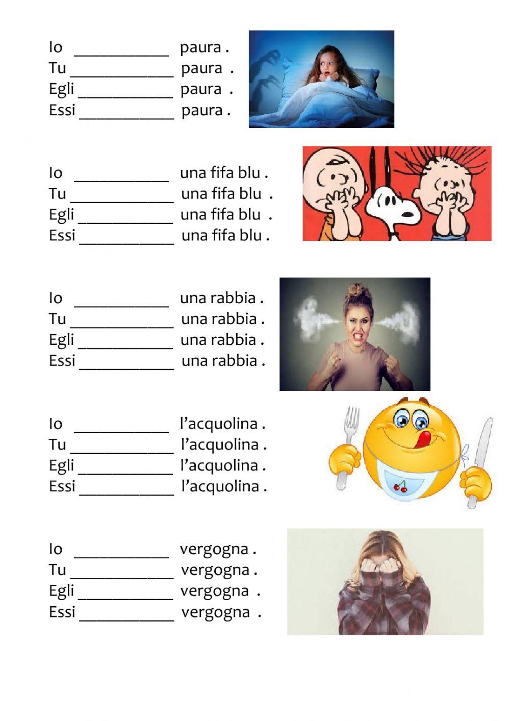 H - avere- significa sentire - avere sensazione di