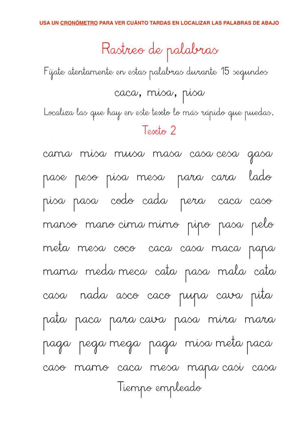 4.Fluidez lectora.Rastreo de palabras 2