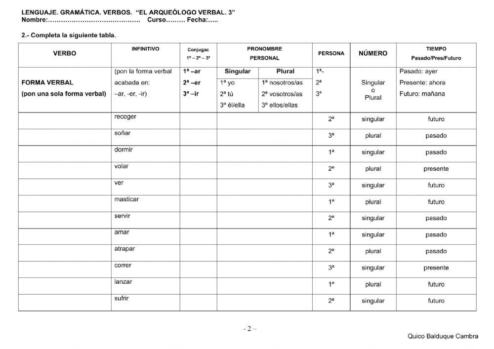 Verbos. Arqueólogo 3