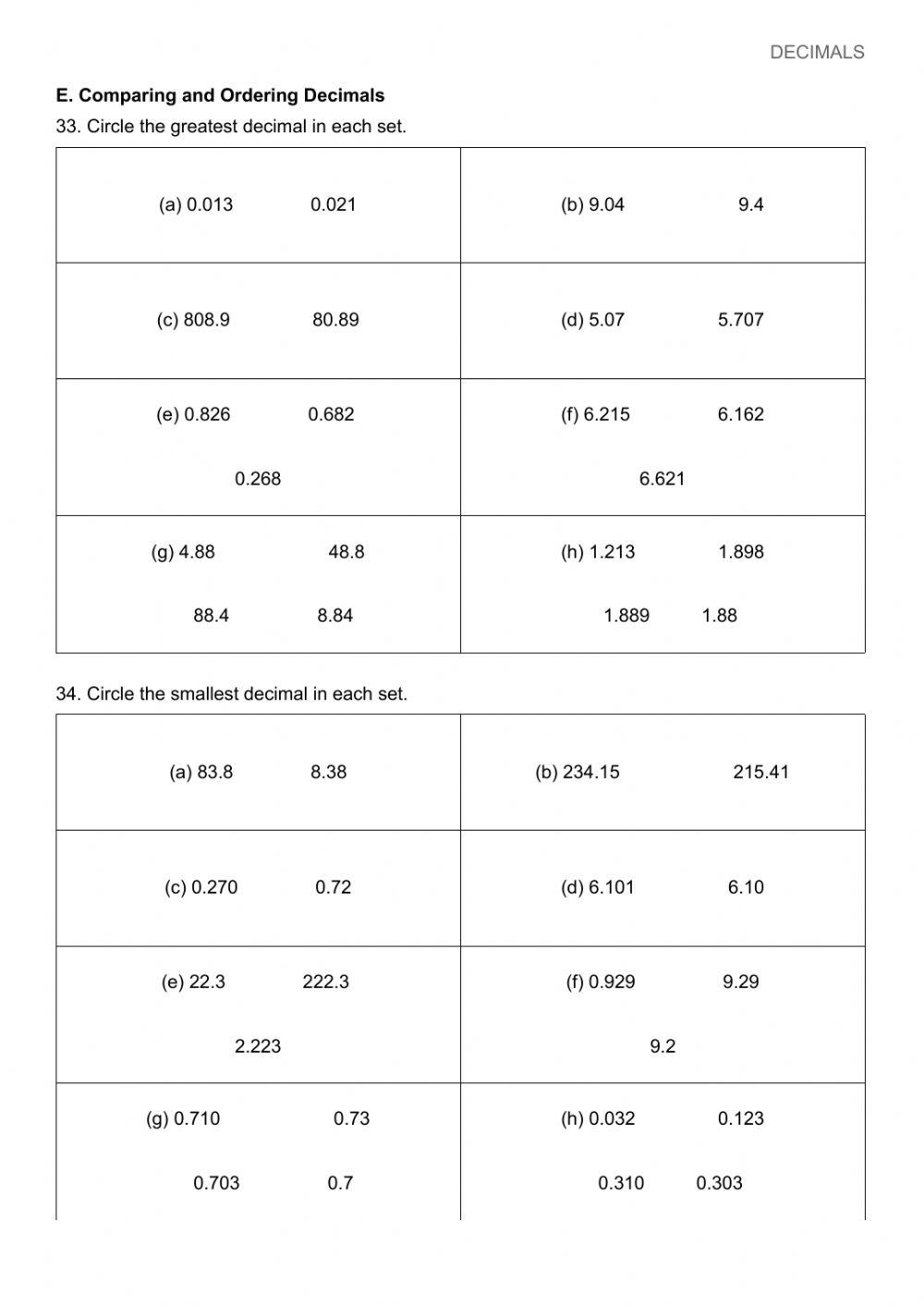 5691398 | P4 Decimals part 2 | edu|Kate | LiveWorksheets
