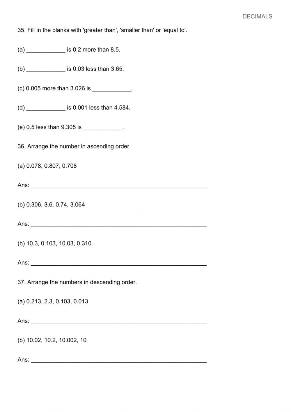 5691398 | P4 Decimals part 2 | edu|Kate | LiveWorksheets
