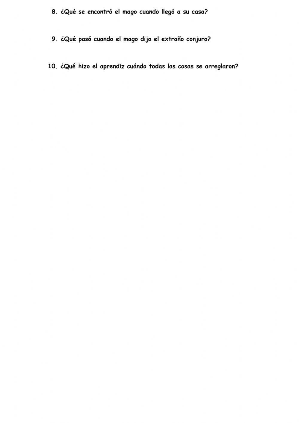 Comprensión lectora - El aprendiz de brujo Comprensión lectora - El aprendiz de brujo