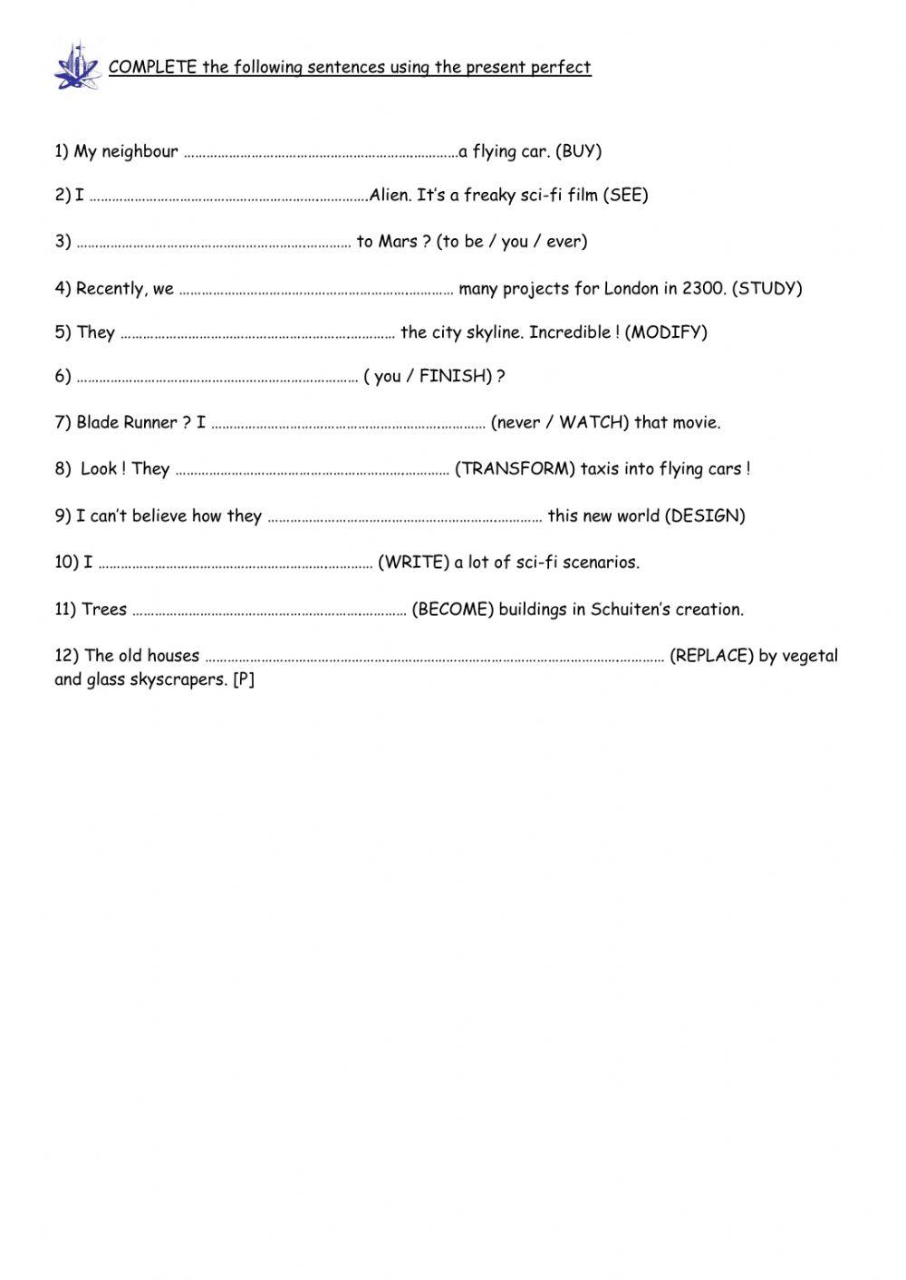 Present perfect sentences