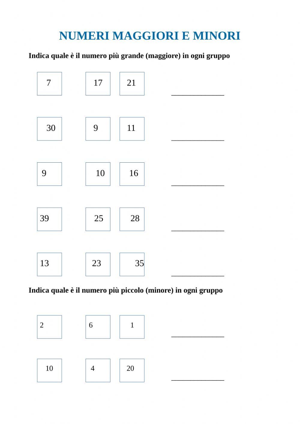 Numeri maggior e numeri minori