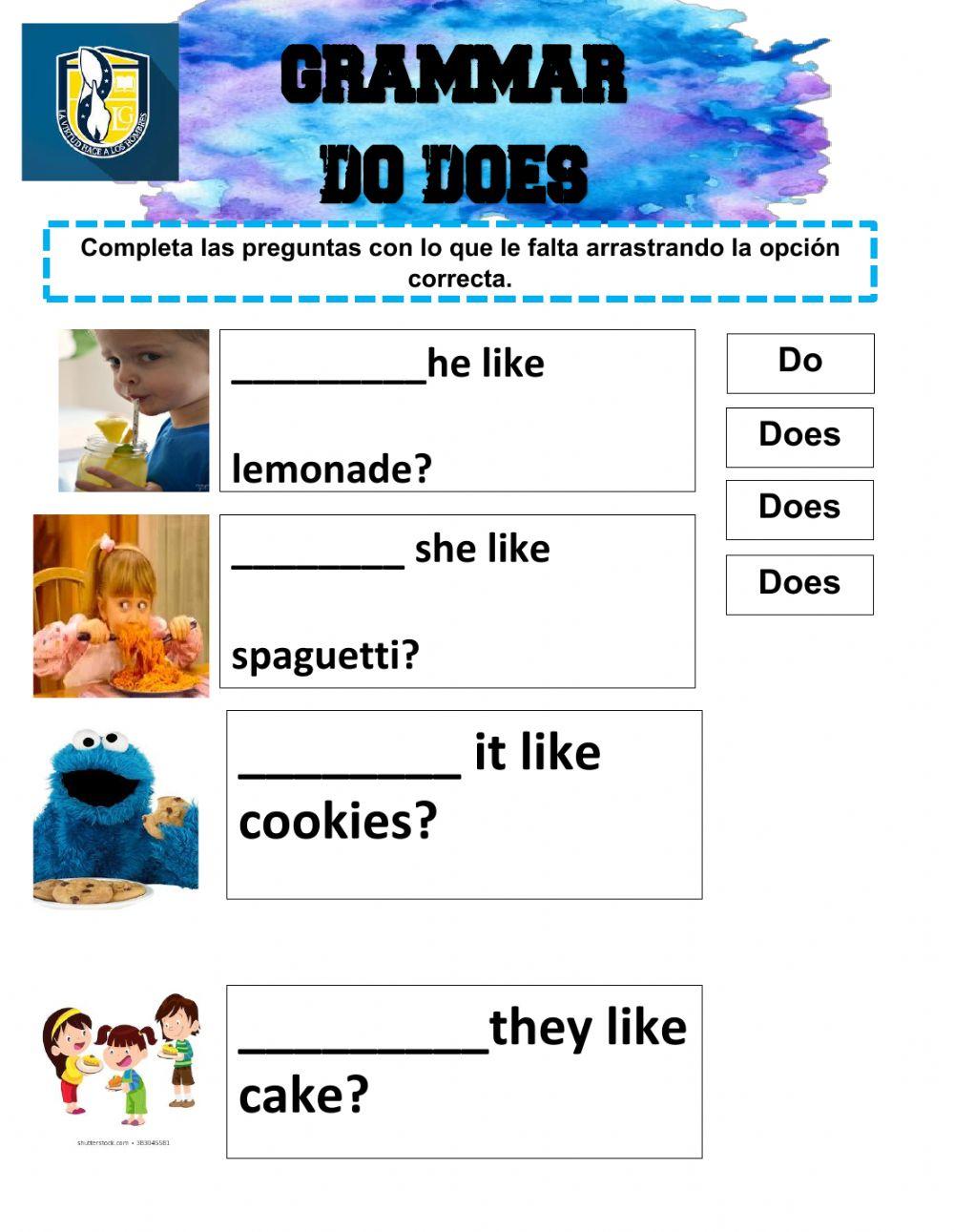 Do and does 205933 | ZILGA | Live Worksheets