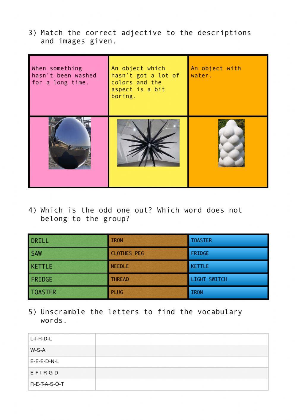 Vocabulary tools and appliances