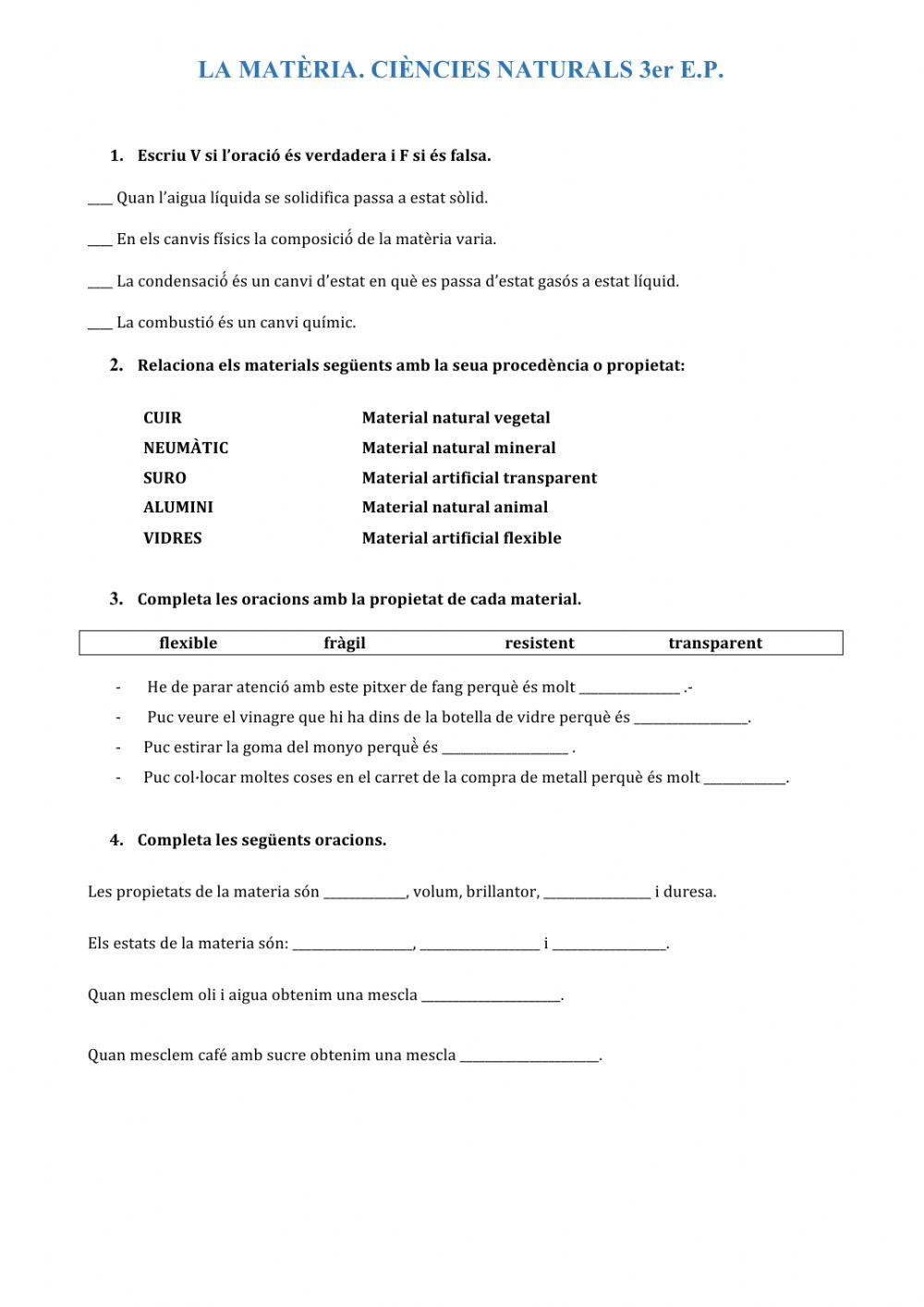 Matèria naturals 3º