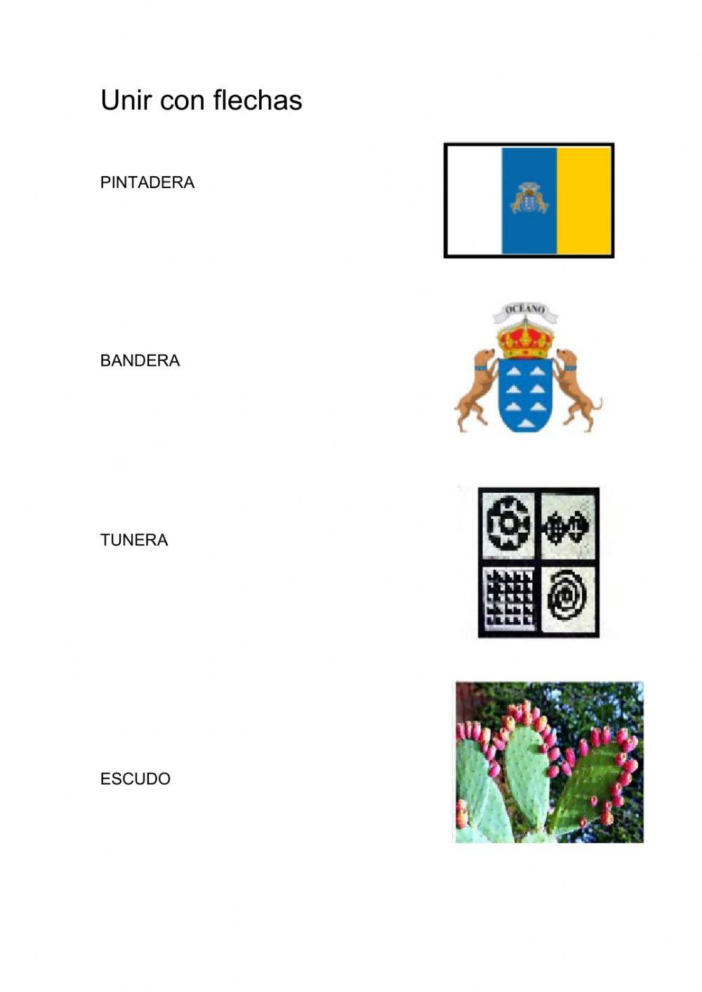 Unir con flecha. vocabulario canarias