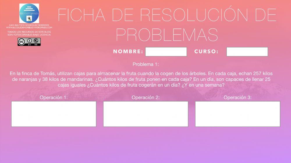 Ficha de resolución de problemas 20-5 3º
