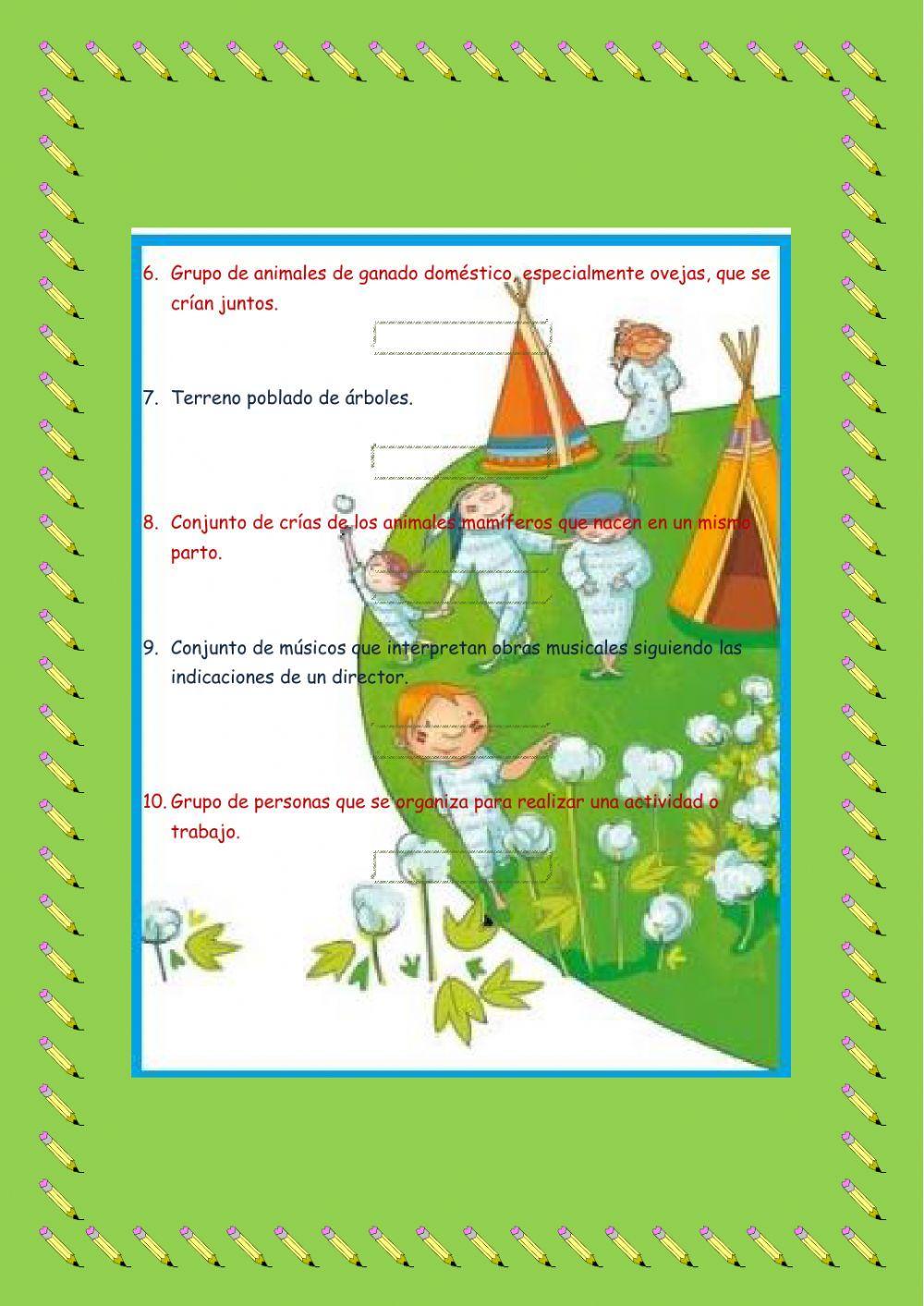 Las palabras colectivas.Vocabulario