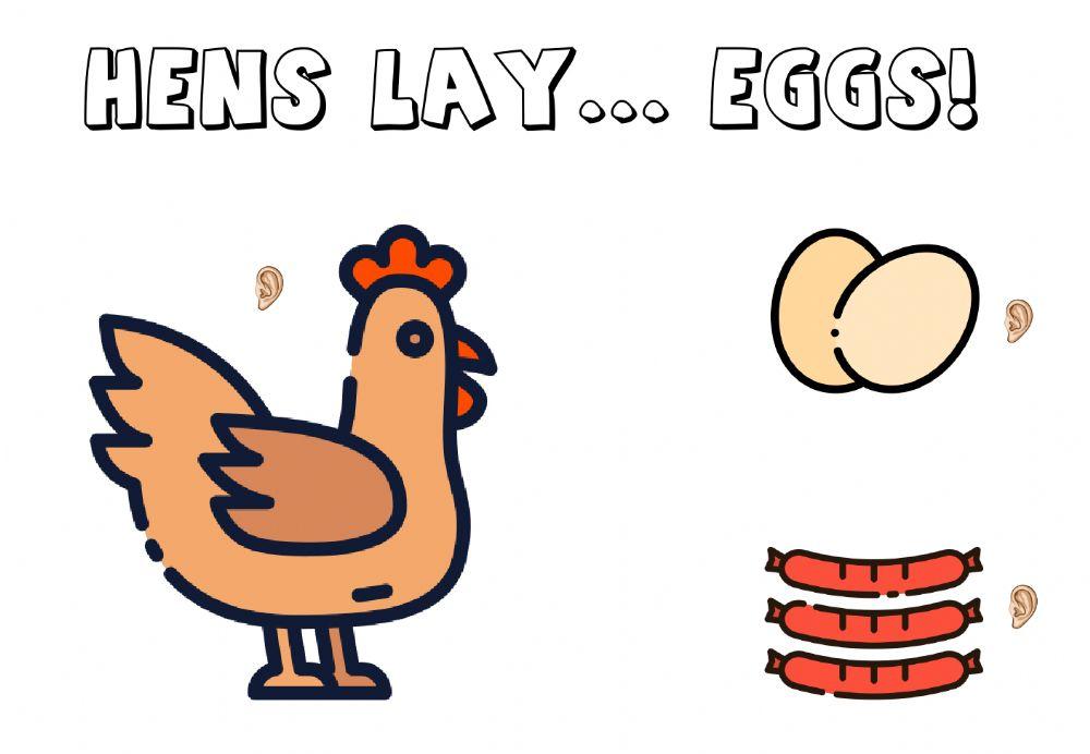 Hens lay eggs