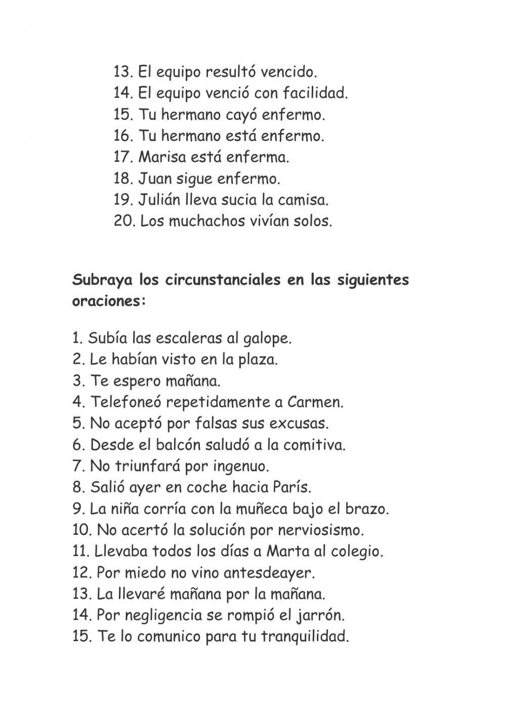 Complementos circunstanciales