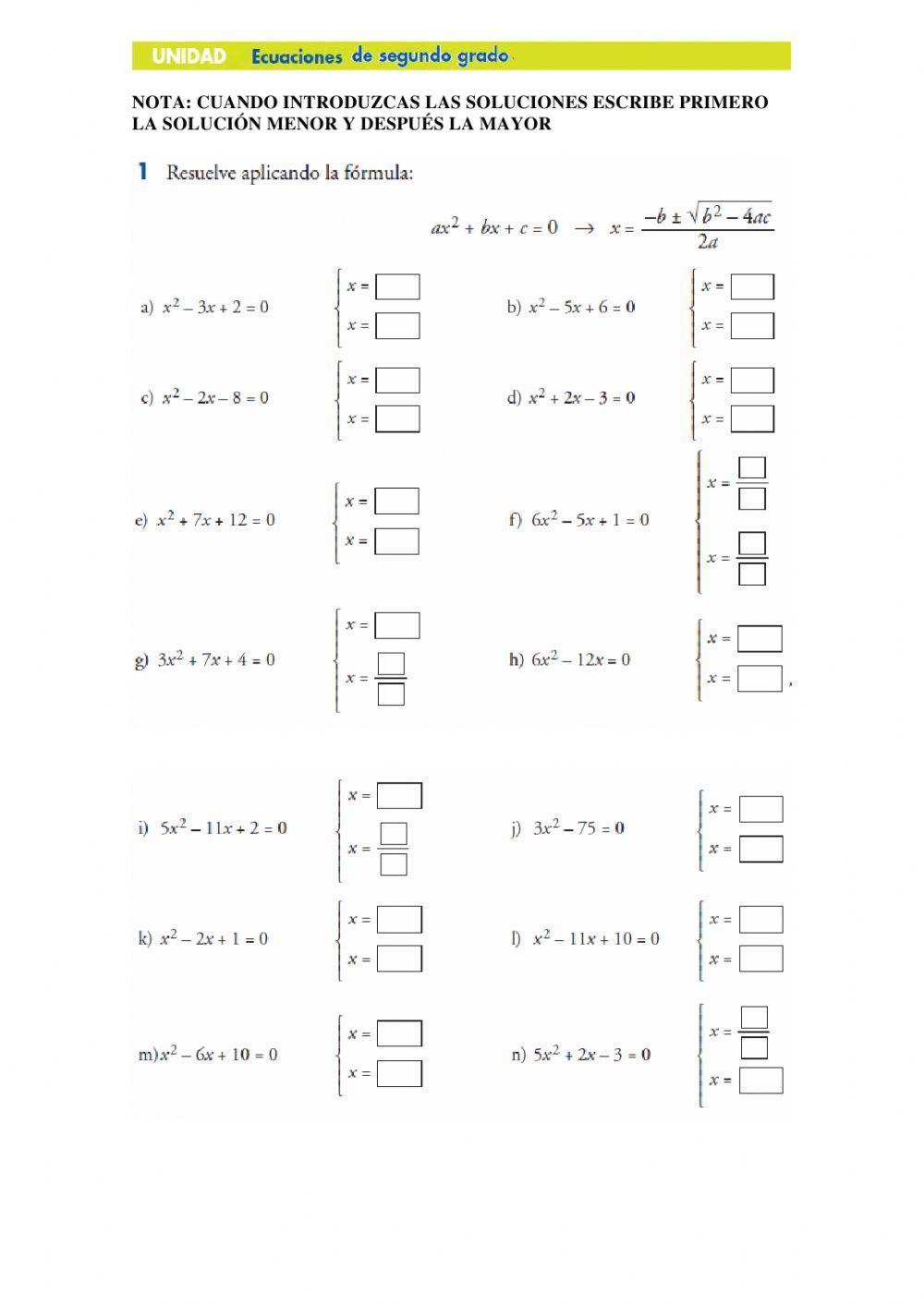 Ecuaciones de segundo grado