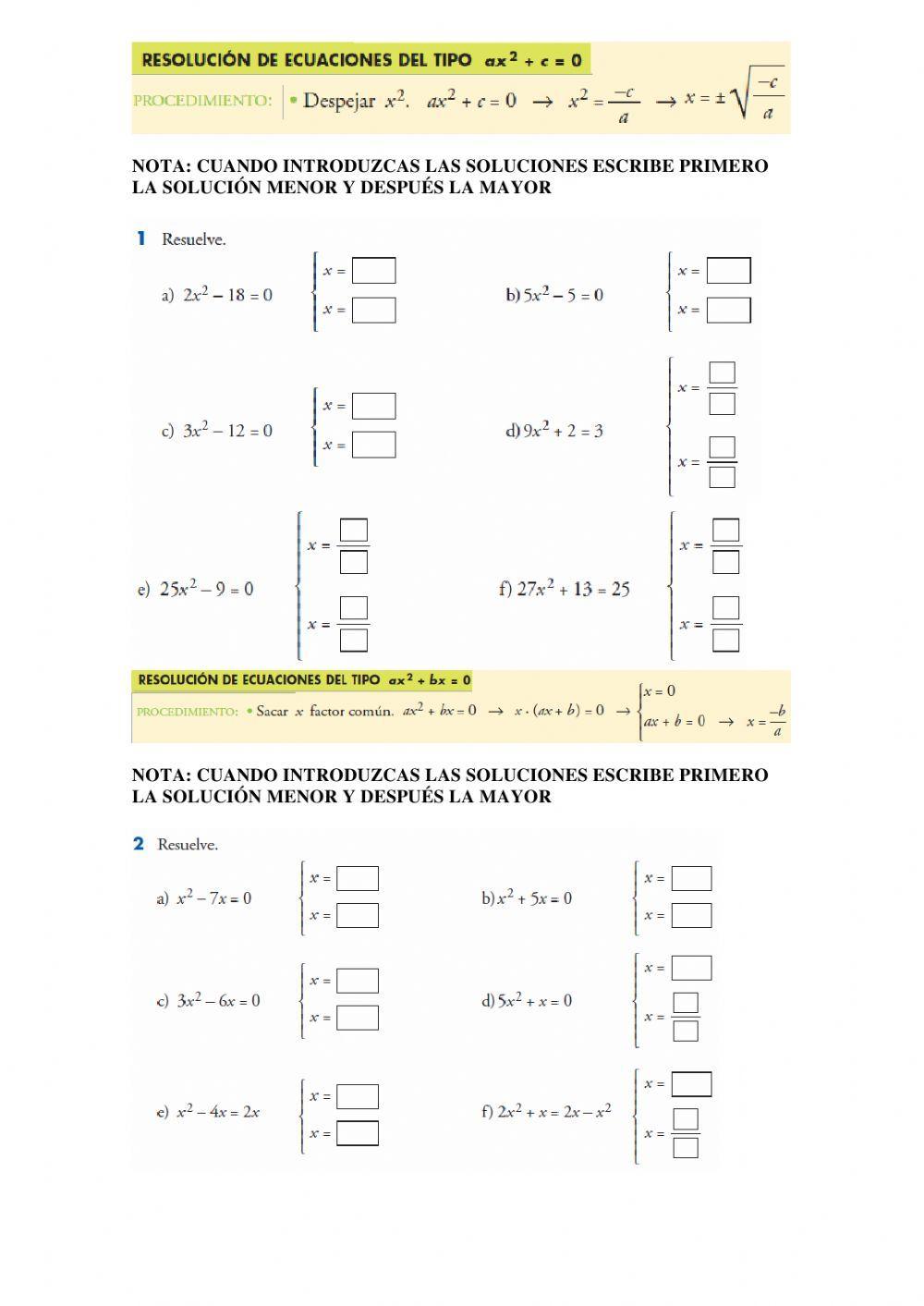 Ecuaciones de segundo grado