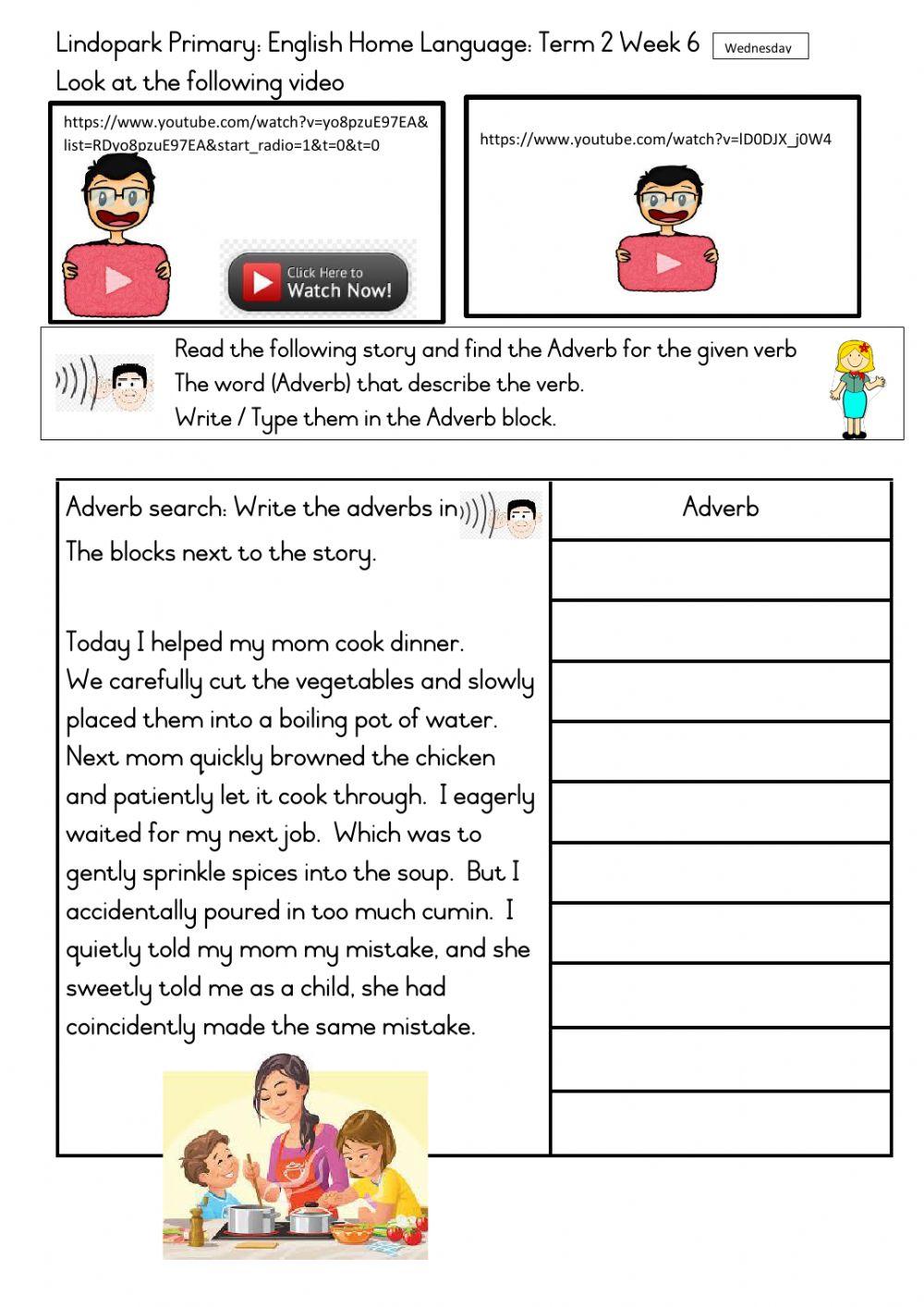 Grade 3 English HL Term 2 Week 6 Wednesday: or phonic and adverbs ...