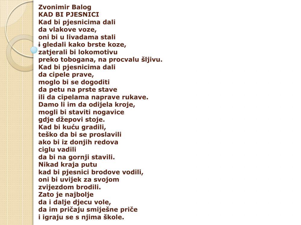 Zvonimir Balog, Kad bi pjesnici
