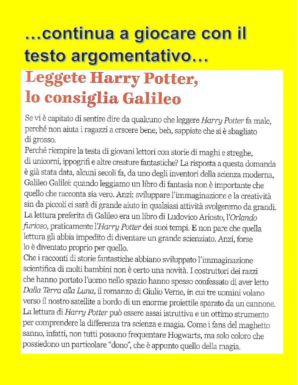 Giochiamo col testo argomentativo