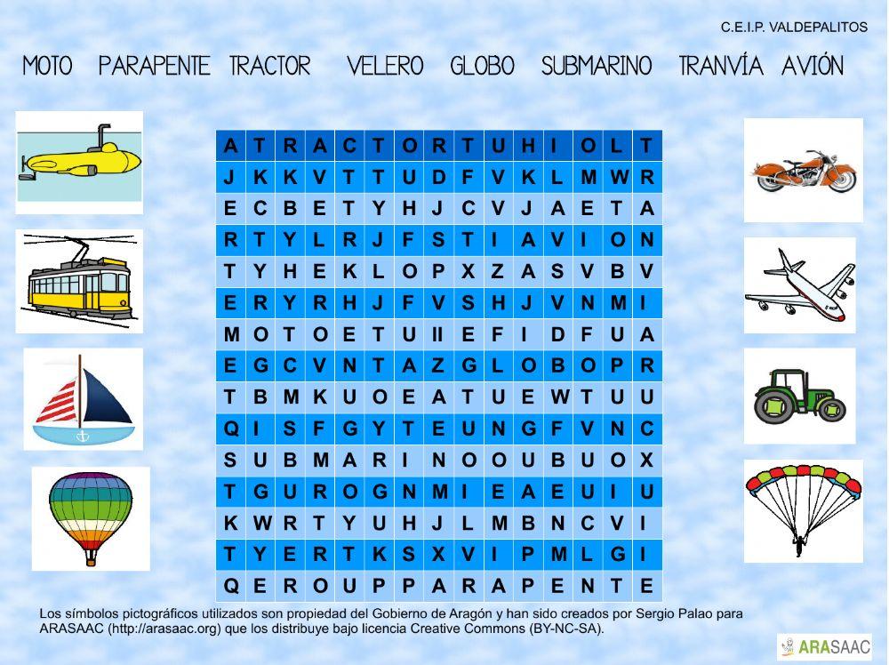 Sopa de letras transportes