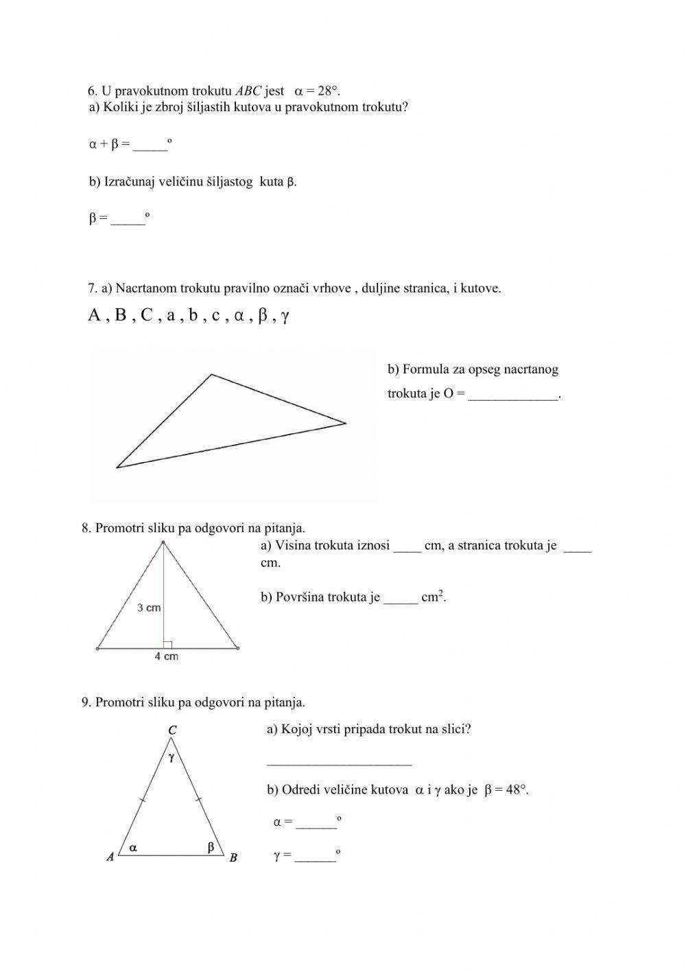 2. pisana provjera znanja - Kut i trokut