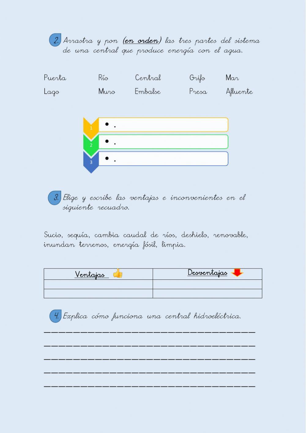 Comprensión lectora: Fuentes de energía, el agua