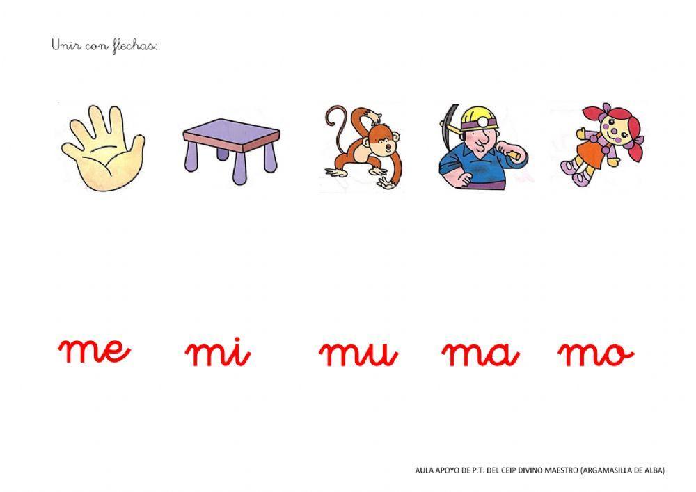 Fichas lectoescritura p, l, m y s.