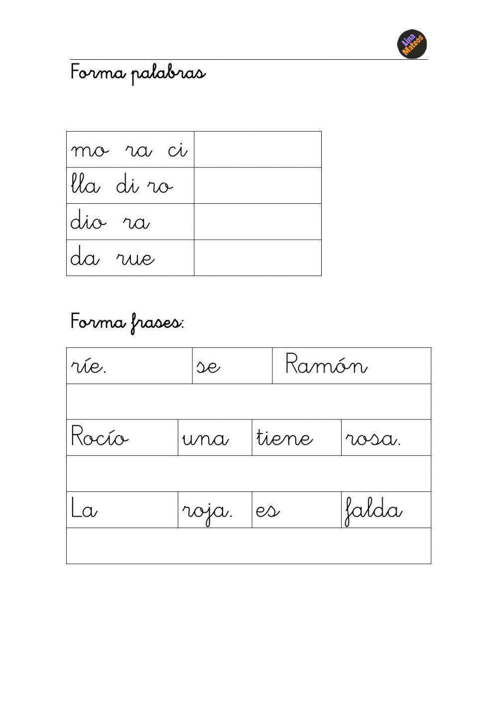 Formar palabras y frases