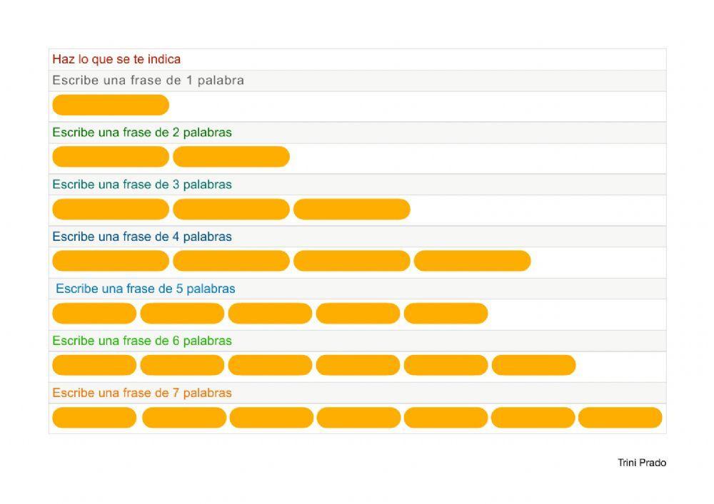 Escribe frases con numero de palabras