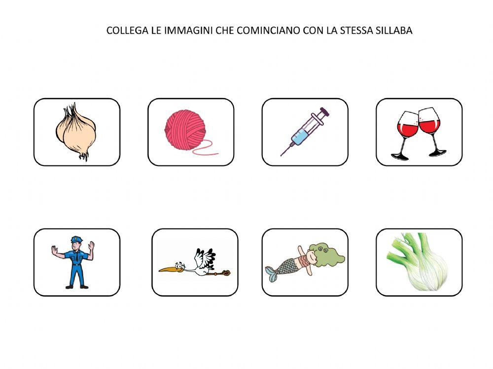 Riconoscimento sillaba iniziale SI-CI-FI-VI