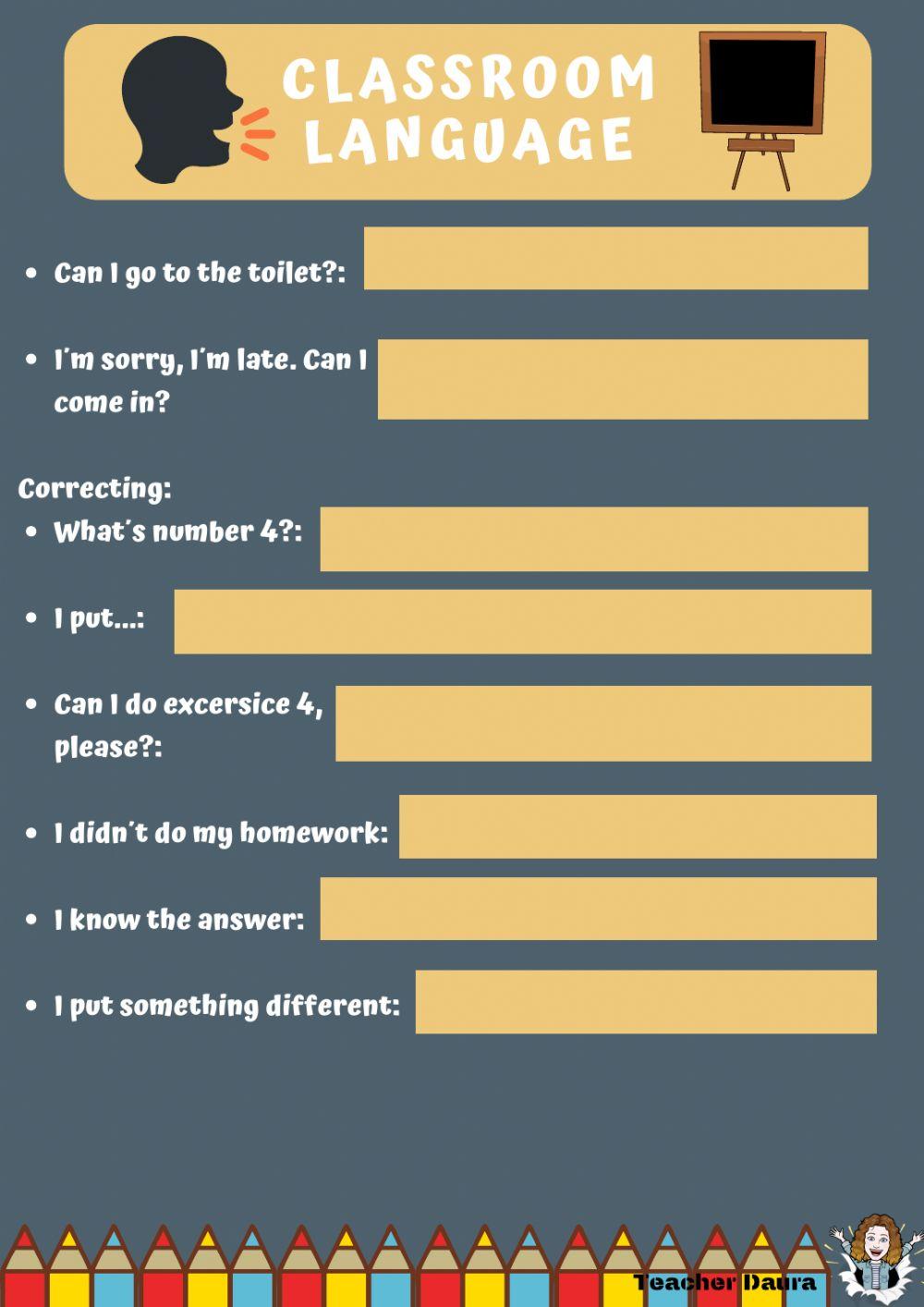 Classroom language Classroom language