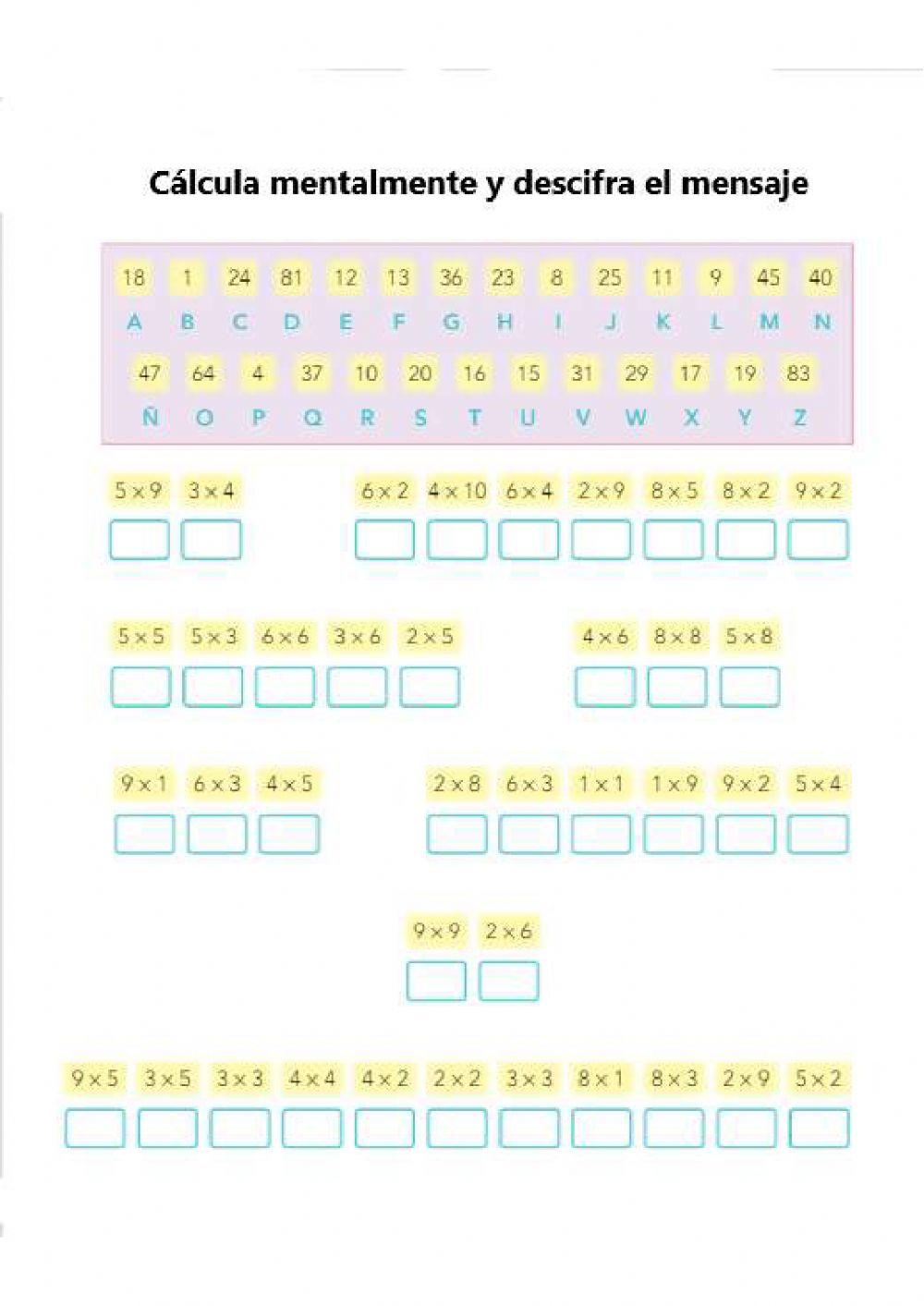 Repaso de las tablas interactive worksheet Live Worksheets