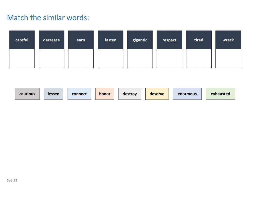 Synonym Set 16 Drag Drop