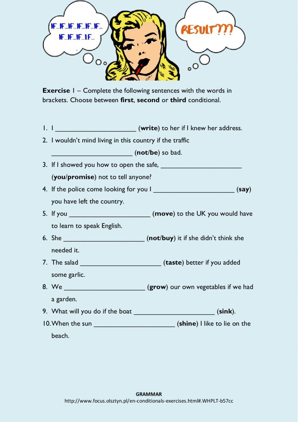 First, second and third conditional exercise -001