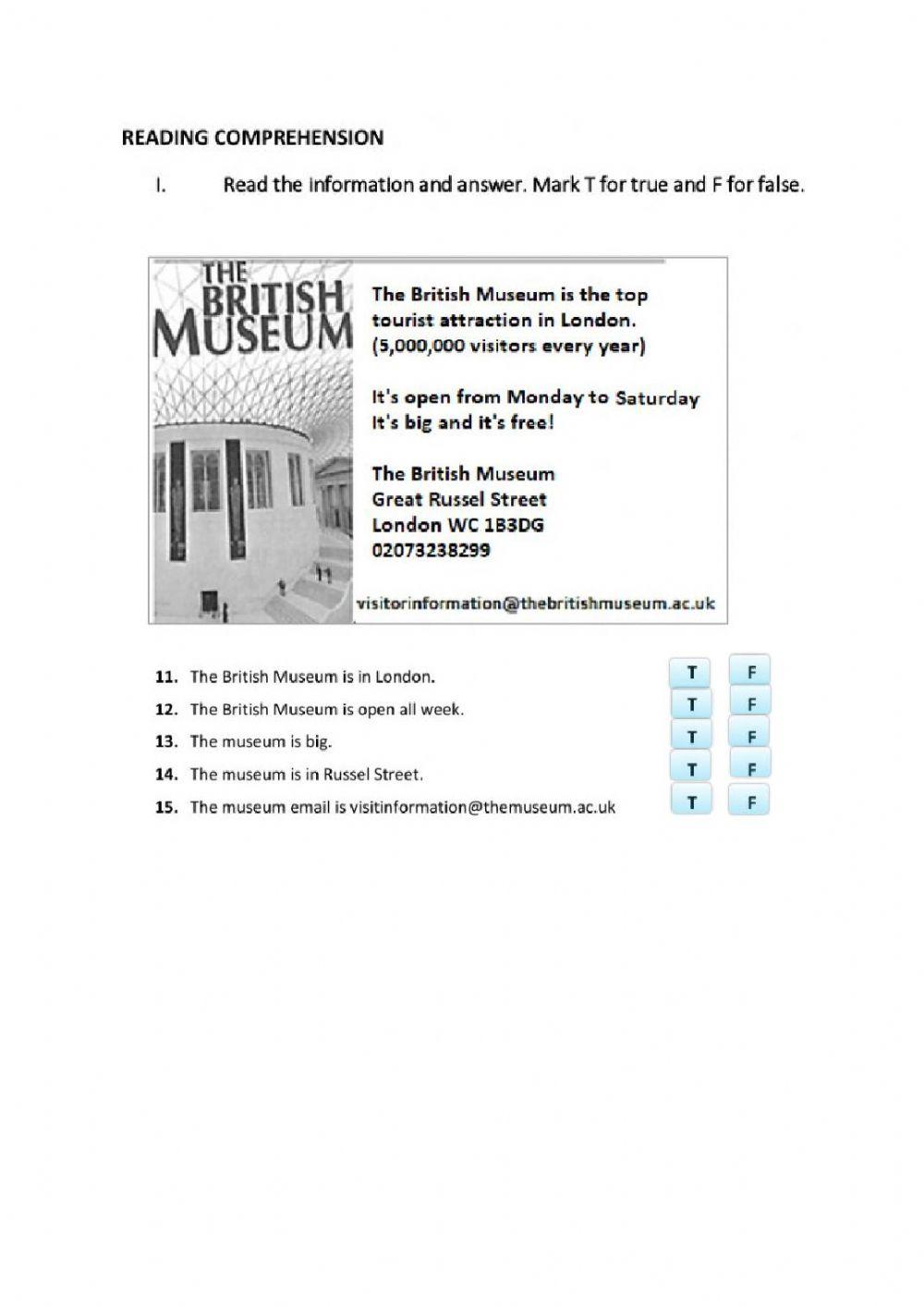 The British Museum: Reading Comprehension