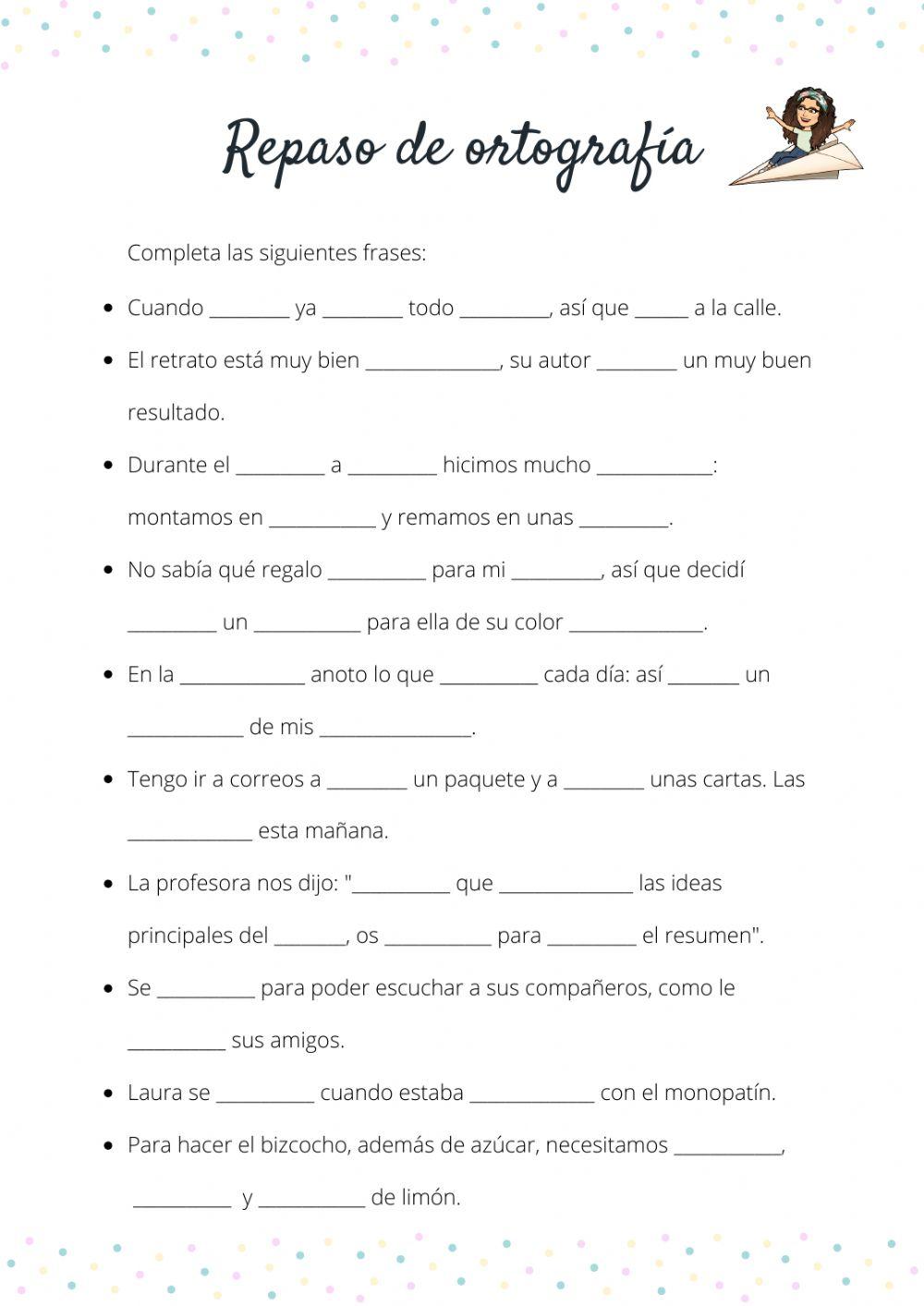 Repaso de ortografía 2