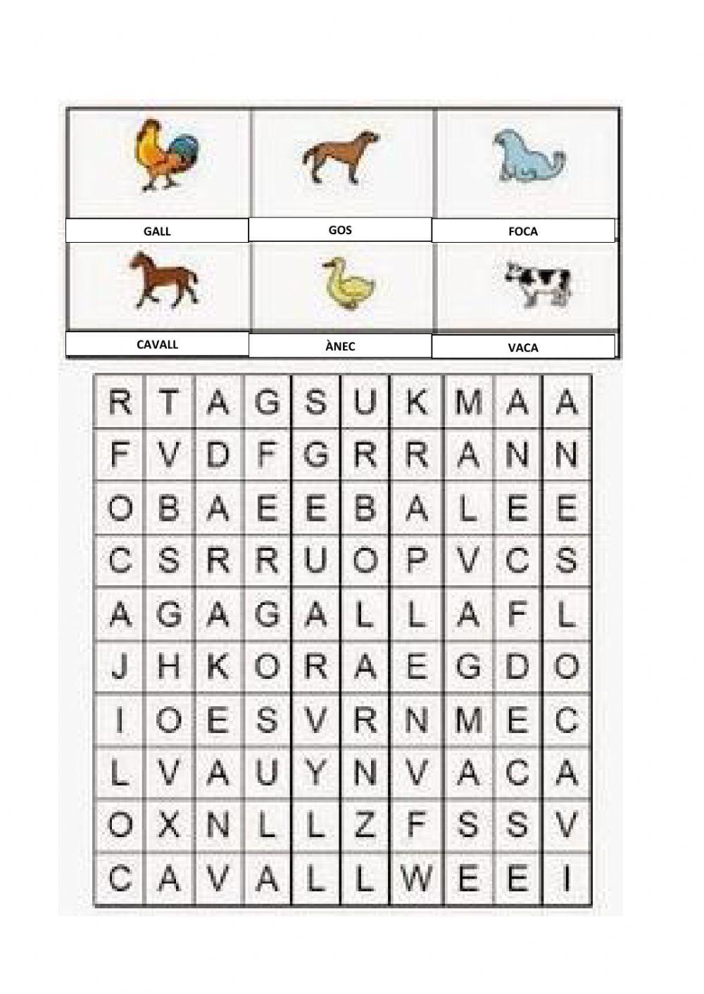 Sopa lletres els animals