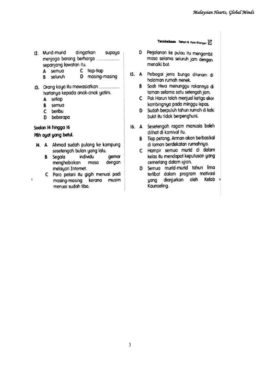 Kata Bilangan Tahun 6