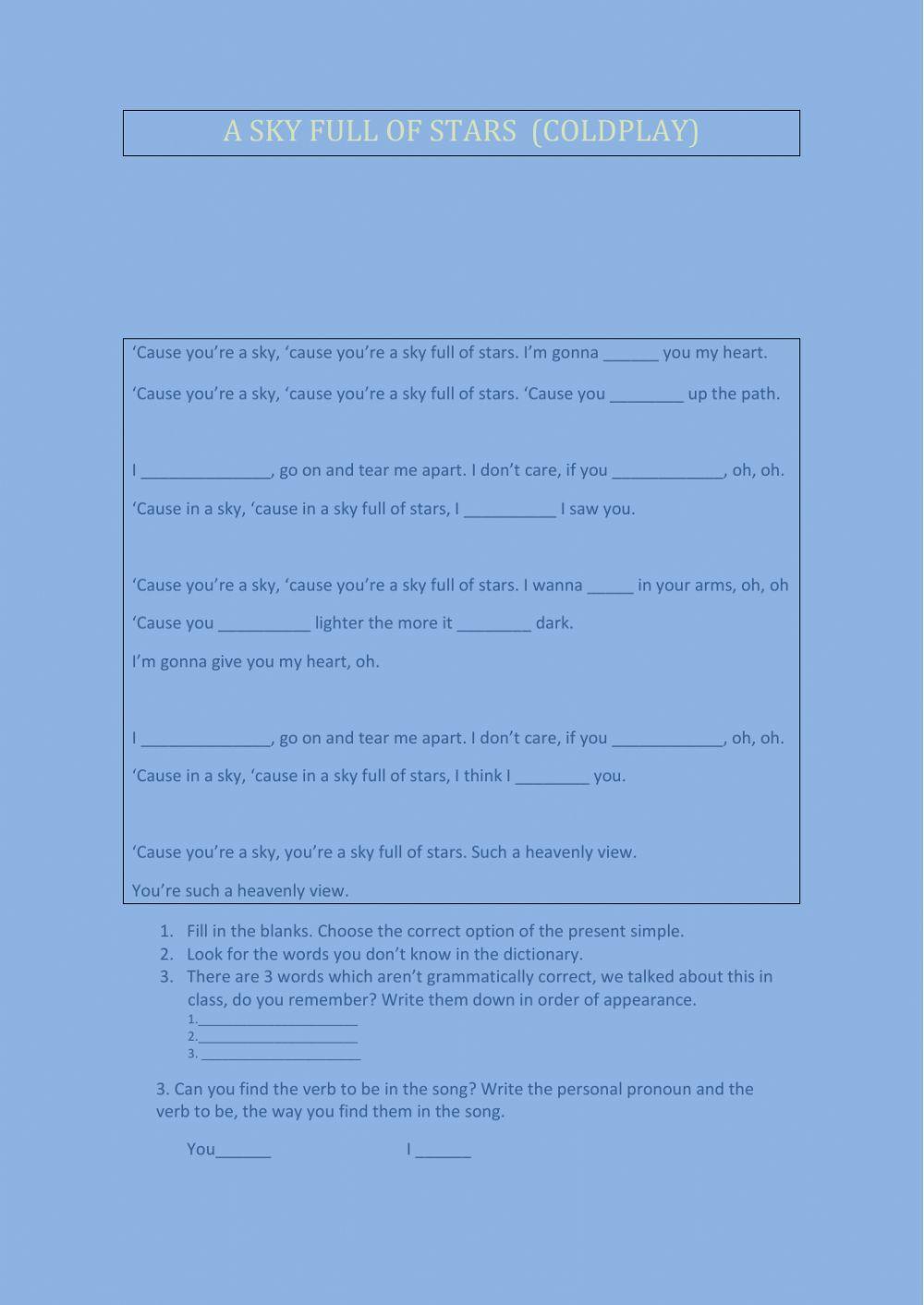 Song. a sky full of stars