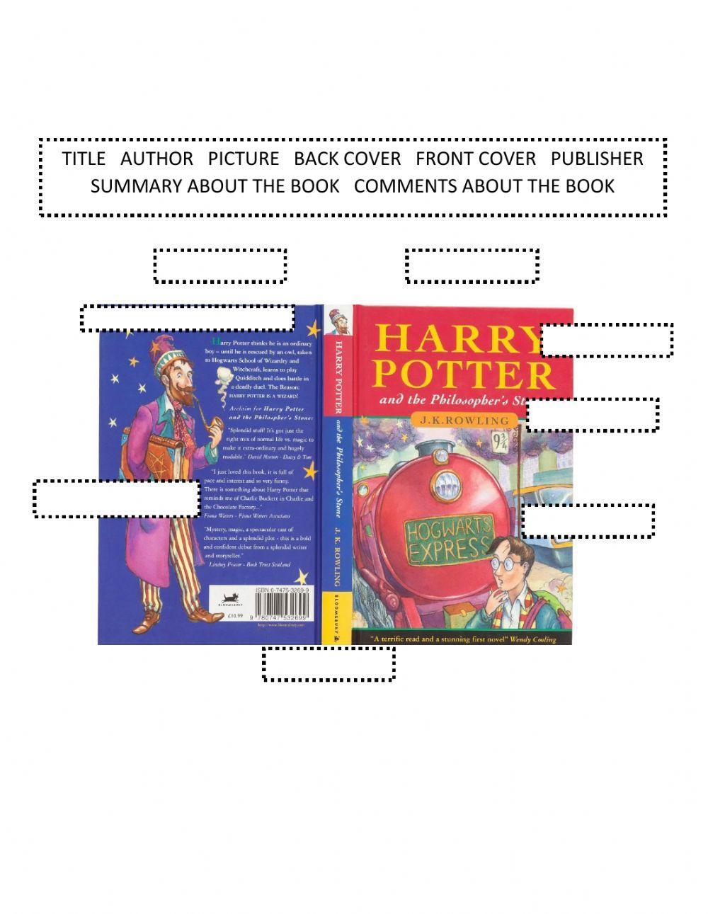 PARTS OF A BOOK'S COVER ACTIVITY