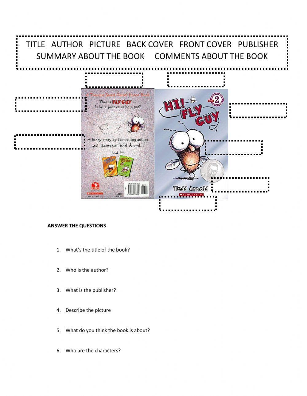 PARTS OF A BOOK'S COVER ACTIVITY