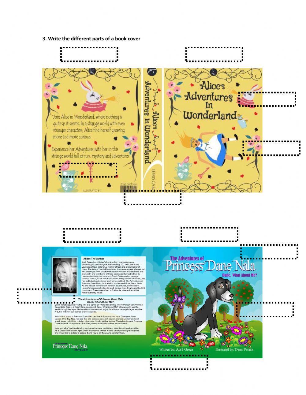 PARTS OF A BOOK'S COVER ACTIVITY