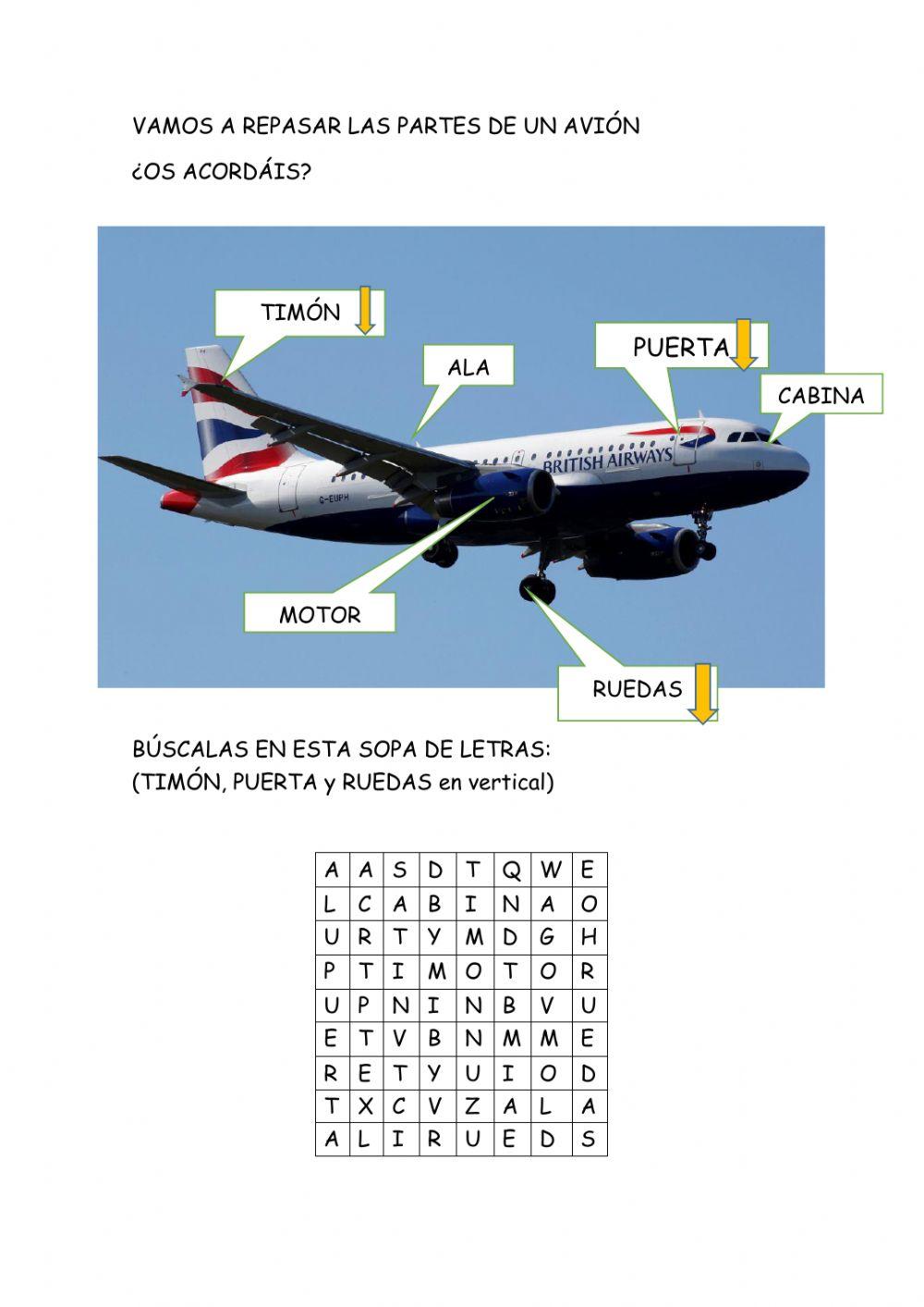 Sopa de letras avión