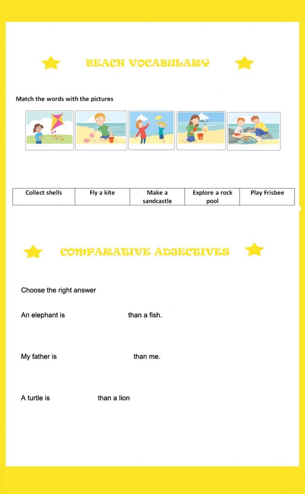 Beach vocabulary and comparative adjectives