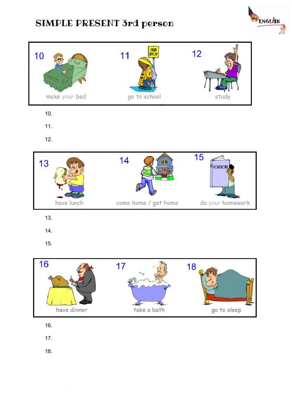 Writing Activity: SIMPLE PRESENT 3rd person