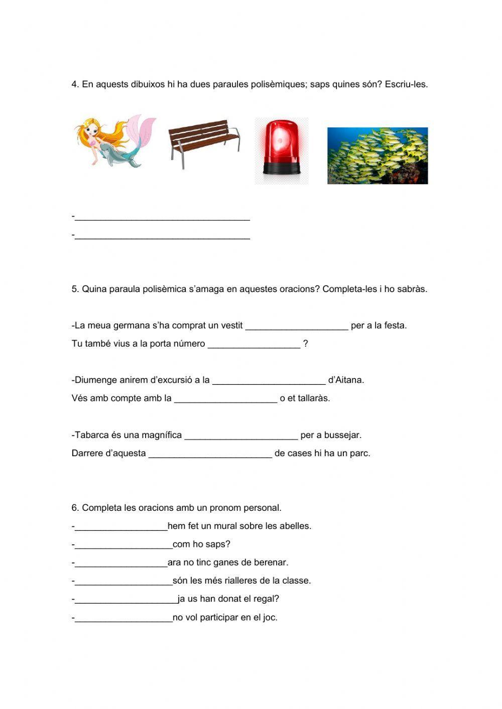 Pronoms personals, punt i coma i paraules polisémiques