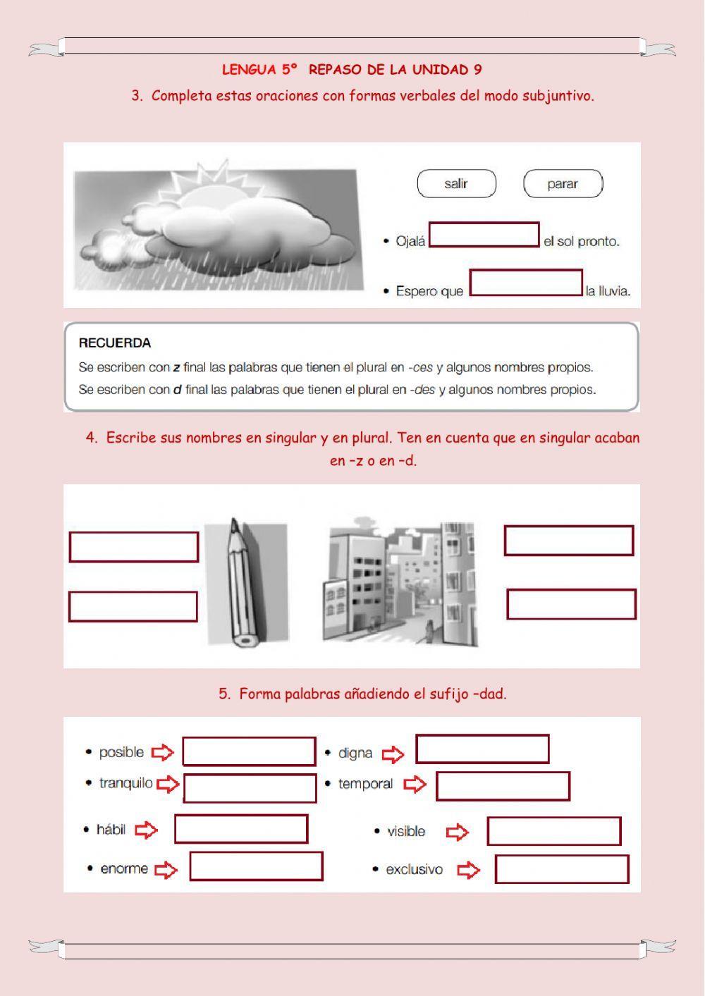 Repaso Sufijos, Verbos y Palabras terminadas en -z y -d